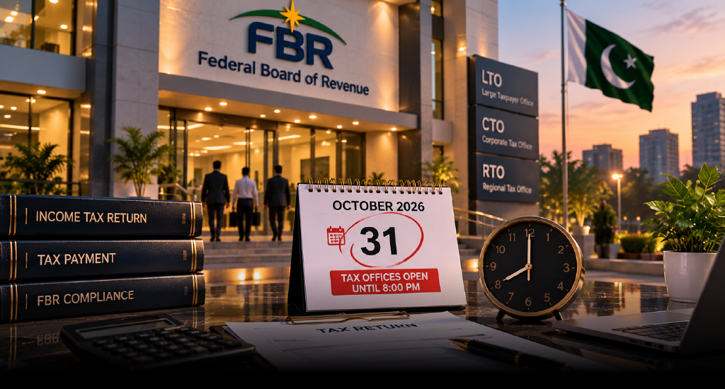 FBR Tax Offices to Remain Open Until 8 PM on October 31, 2026